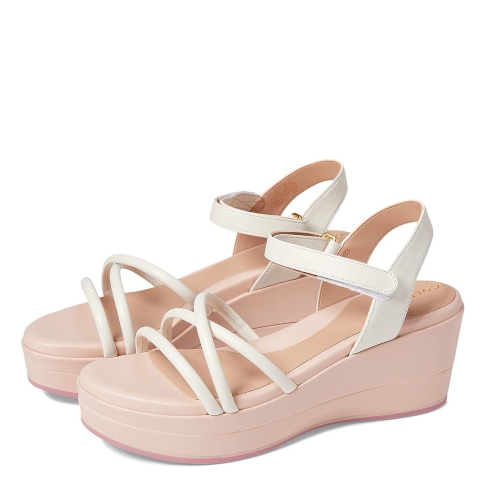 Cole Haan Pink and White Platform Wedge Sandals